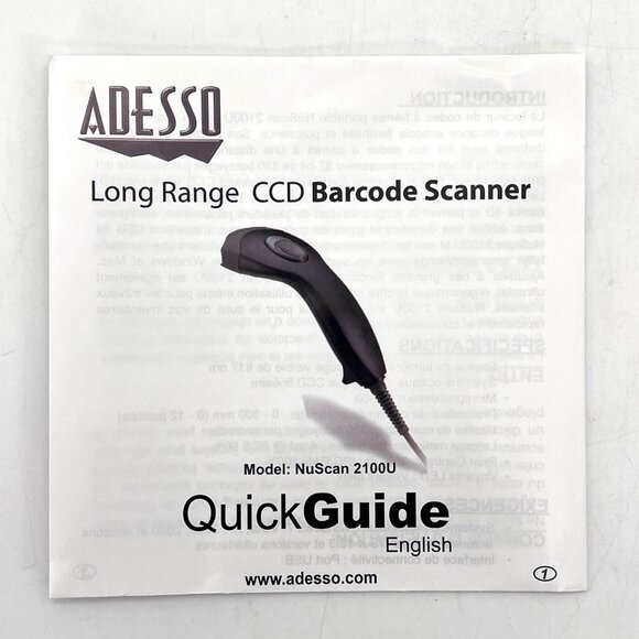 Adesso NuScan 2100 Long Range Handheld CCD Barcode Scanner Windows Mac USB Cable - Picture 10 of 16